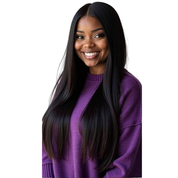Invisible clip in hair extensions #1B Natural Black 1 Pcs