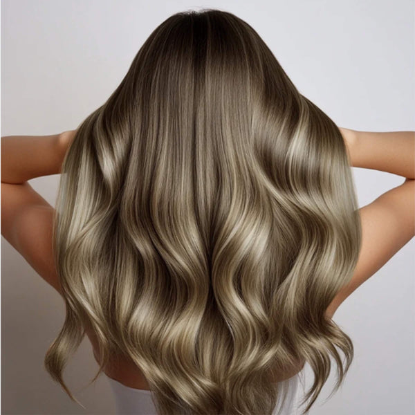 Invisible clip in hair extensions #8/22 Golden Blonde Highlights 1 Pcs